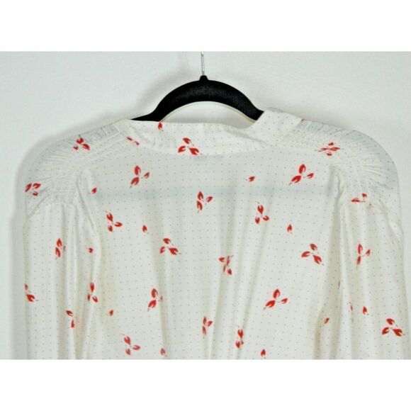 EQUIPMENT Femme Dress Size 4 Silk  Wrap White Red Polka Dots Floral Mini - Picture 5 of 12